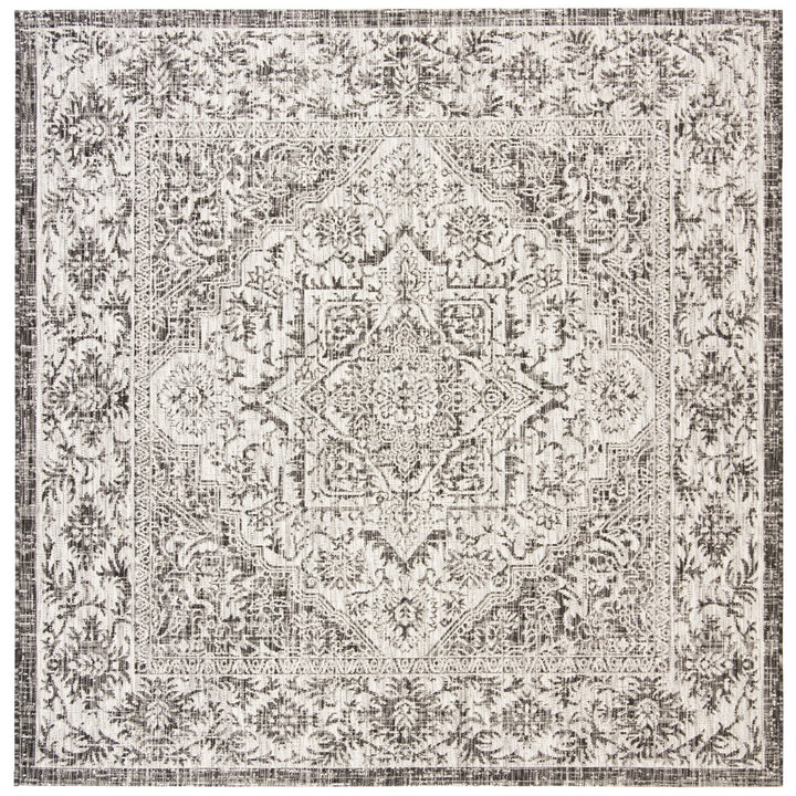 SAFAVIEH Indoor Outdoor CY8763-376 Courtyard Slate / Grey Rug Image 1