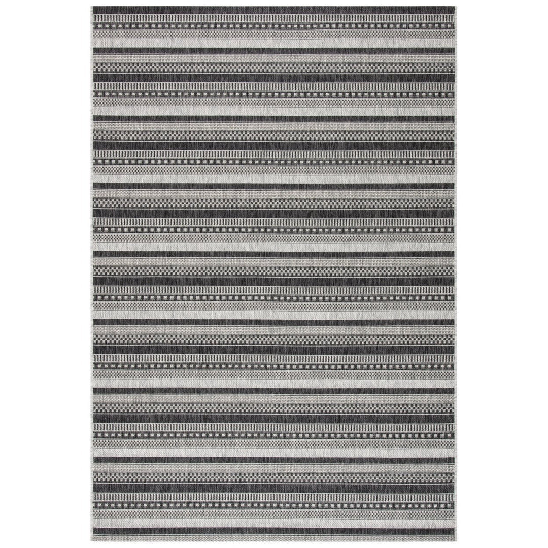 SAFAVIEH Outdoor CY8784-37612 Courtyard Black / Grey Rug Image 1