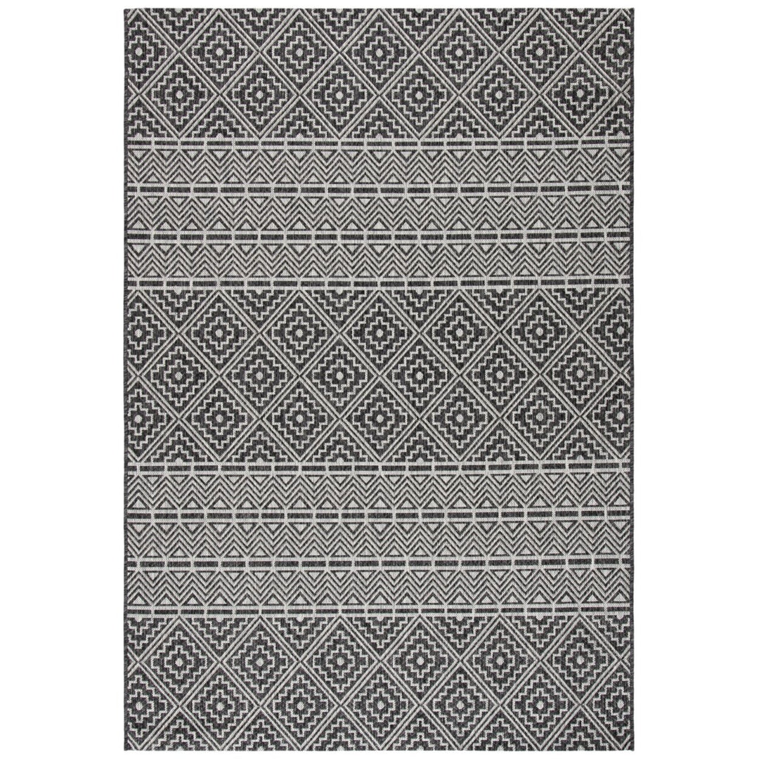 SAFAVIEH Outdoor CY8787-37621 Courtyard Black / Grey Rug Image 1