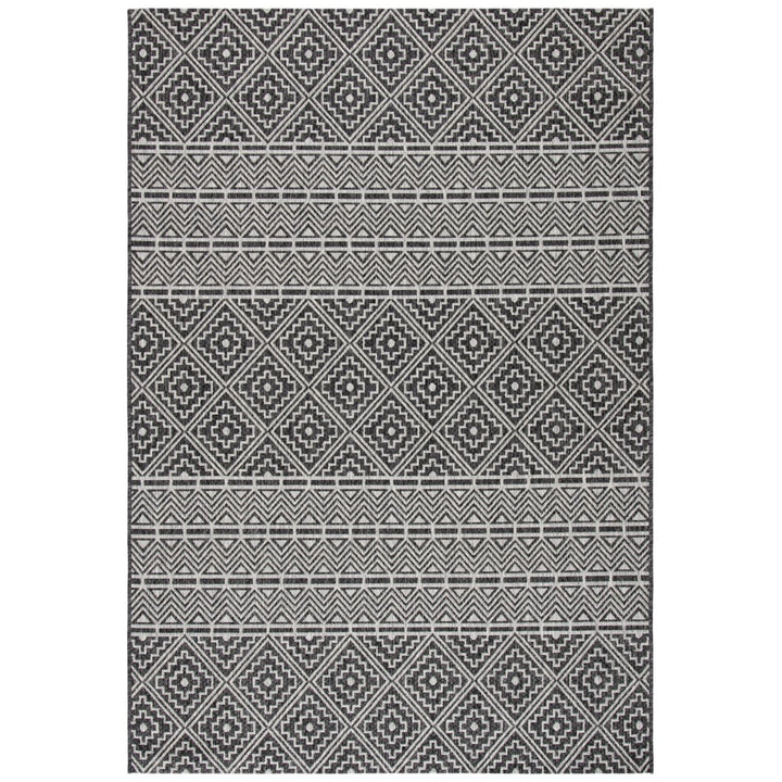 SAFAVIEH Outdoor CY8787-37621 Courtyard Black / Grey Rug Image 1