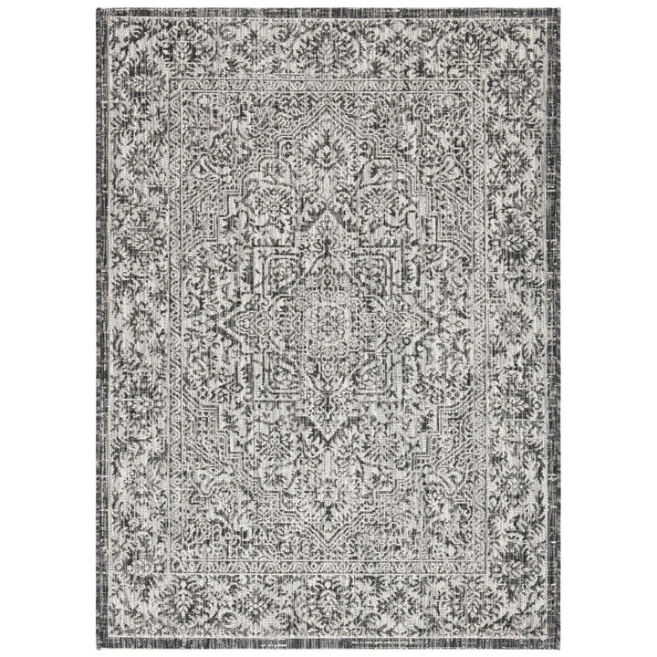 SAFAVIEH Indoor Outdoor CY8763-376 Courtyard Slate / Grey Rug Image 1