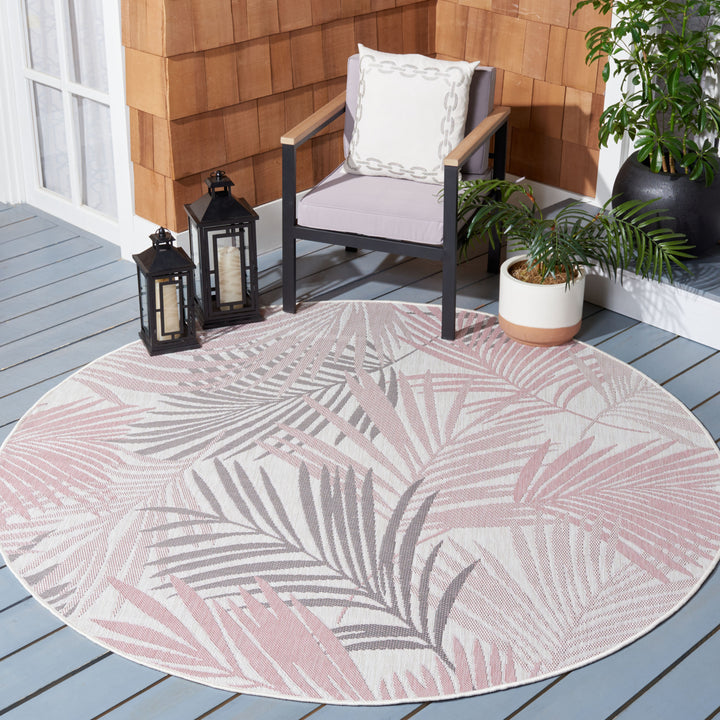 SAFAVIEH Outdoor CY8837-56212 Courtyard Ivory / Pink Rug Image 2