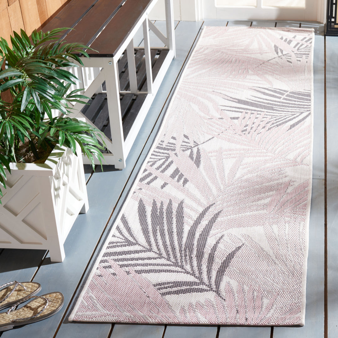 SAFAVIEH Outdoor CY8837-56212 Courtyard Ivory / Pink Rug Image 3