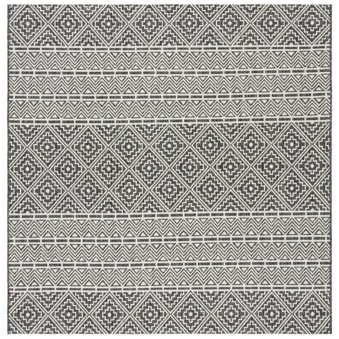 SAFAVIEH Outdoor CY8787-37621 Courtyard Black / Grey Rug Image 1