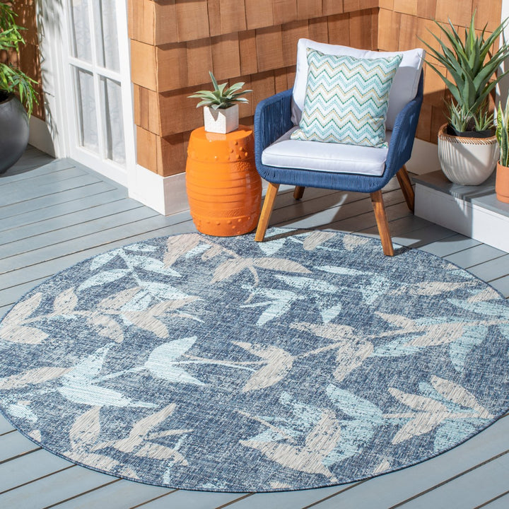 SAFAVIEH Outdoor CY8841-36821 Courtyard Navy / Blue Rug Image 2