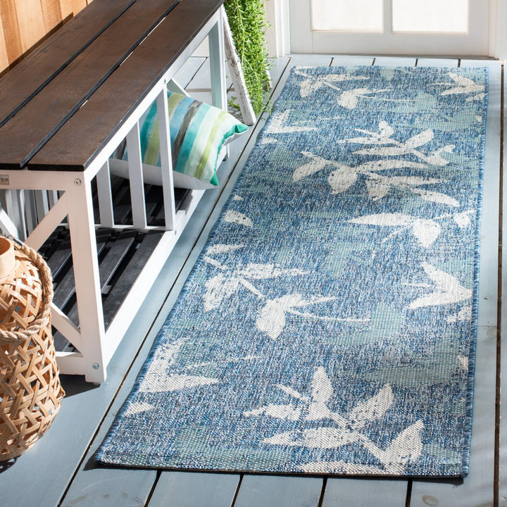 SAFAVIEH Outdoor CY8841-36821 Courtyard Navy / Blue Rug Image 3