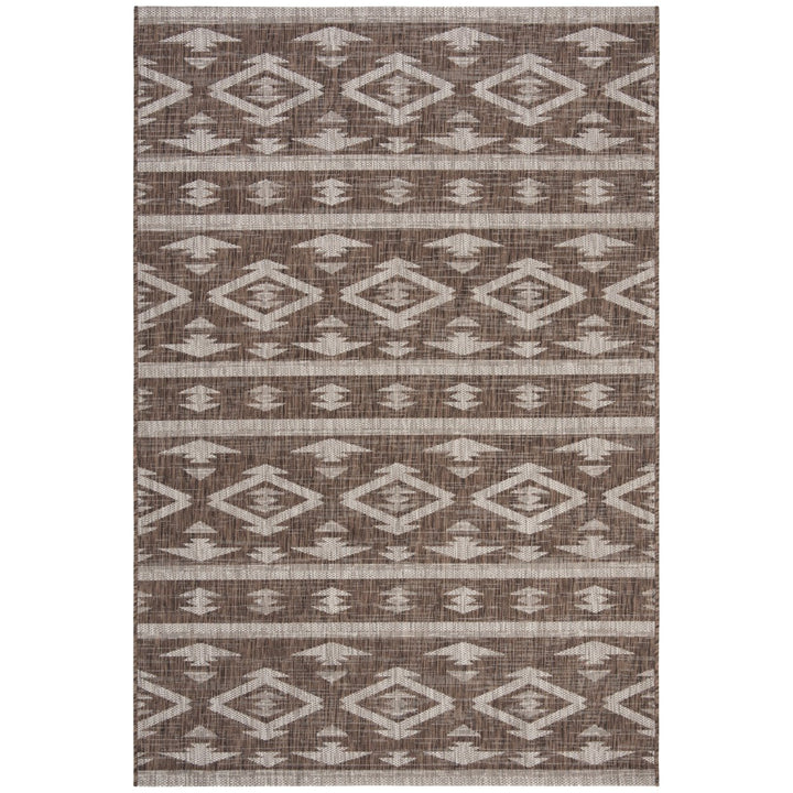 SAFAVIEH Outdoor CY8863-36321 Courtyard Brown / Ivory Rug Image 1