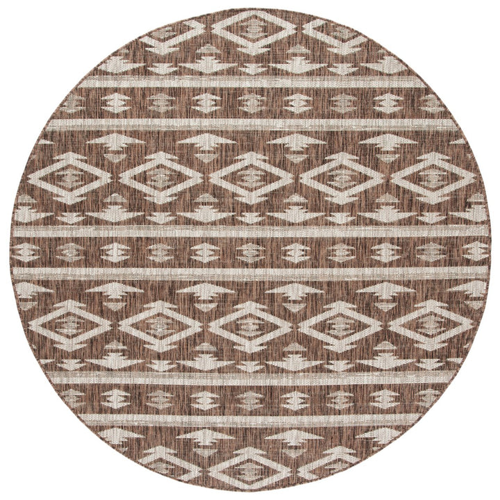 SAFAVIEH Outdoor CY8863-36321 Courtyard Brown / Ivory Rug Image 1