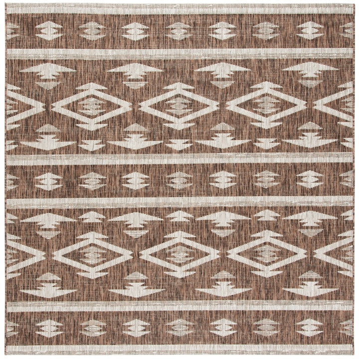 SAFAVIEH Outdoor CY8863-36321 Courtyard Brown / Ivory Rug Image 1