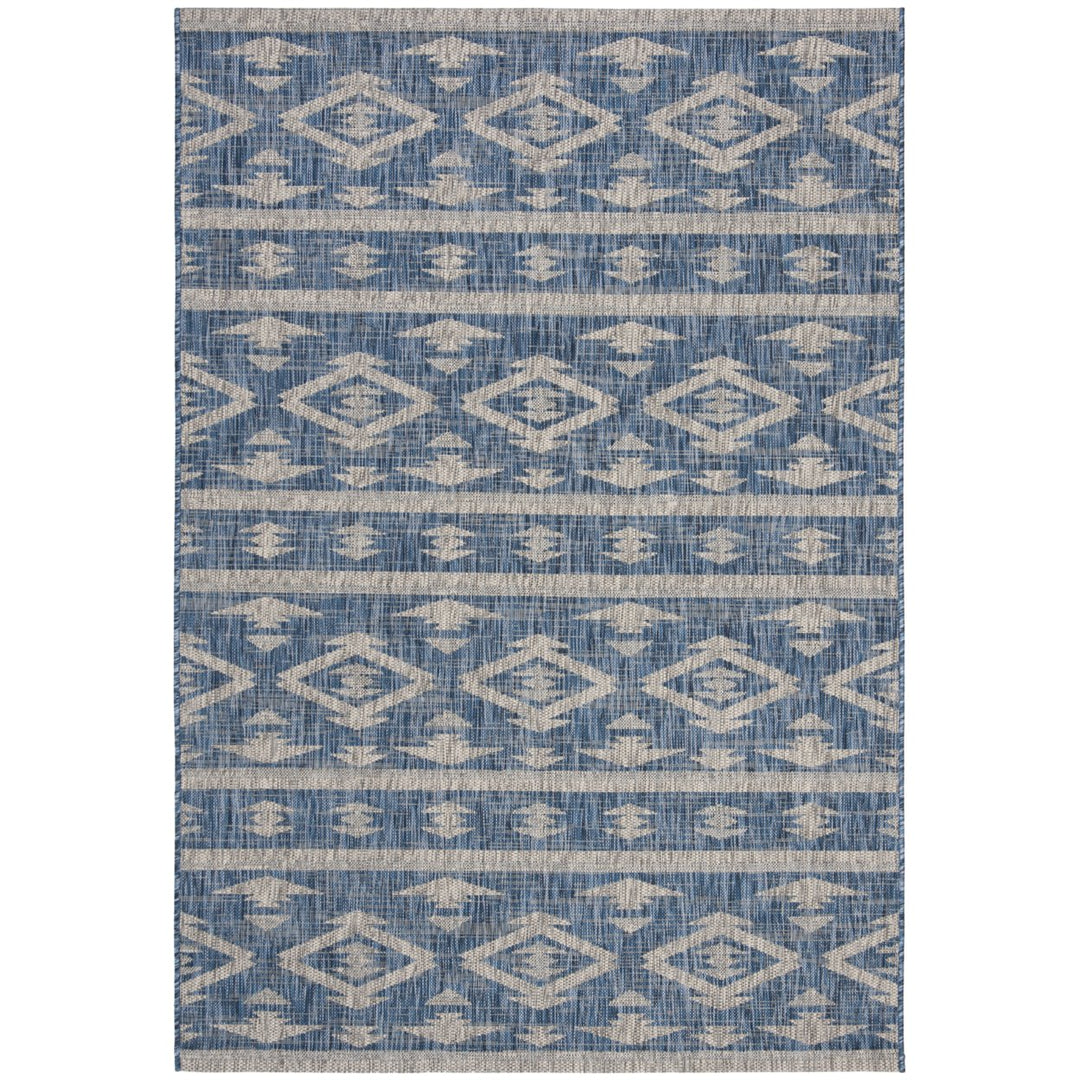 SAFAVIEH Outdoor CY8863-36821 Courtyard Navy / Grey Rug Image 1