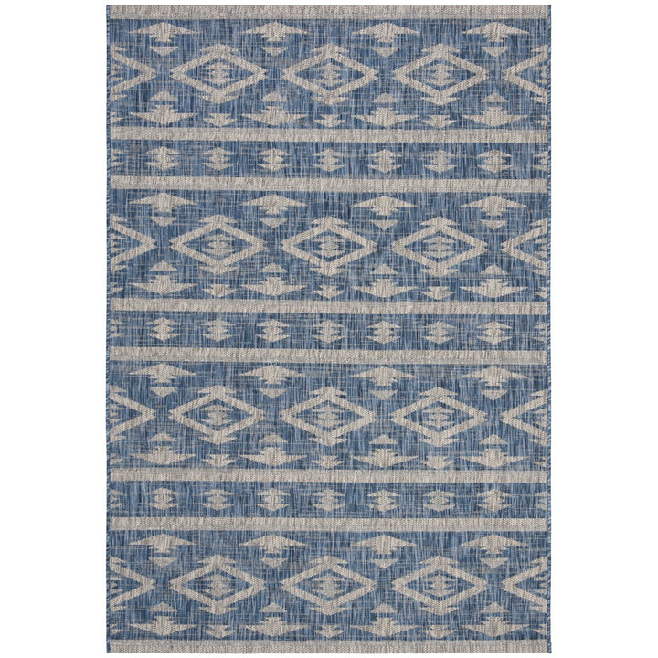 SAFAVIEH Outdoor CY8863-36821 Courtyard Navy / Grey Rug Image 1