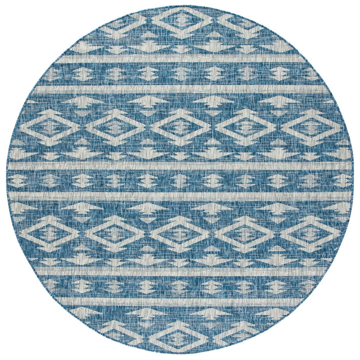 SAFAVIEH Outdoor CY8863-36821 Courtyard Navy / Grey Rug Image 1