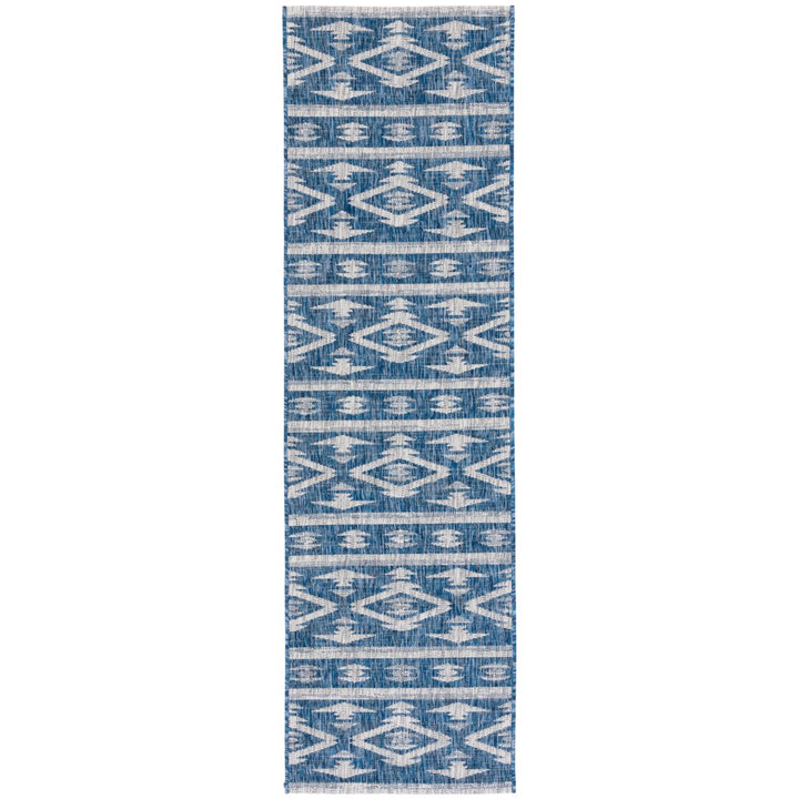 SAFAVIEH Outdoor CY8863-36821 Courtyard Navy / Grey Rug Image 1