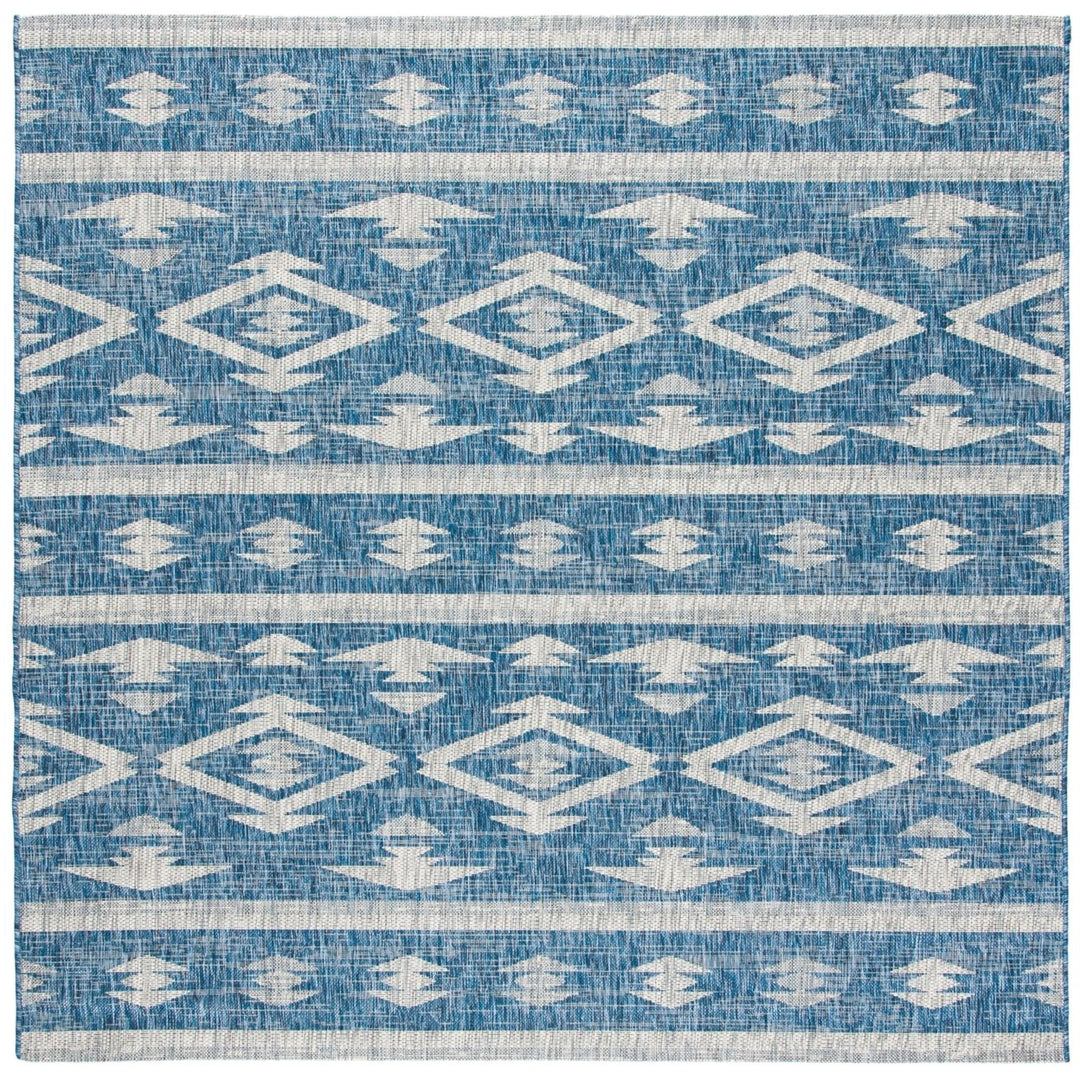 SAFAVIEH Outdoor CY8863-36821 Courtyard Navy / Grey Rug Image 1