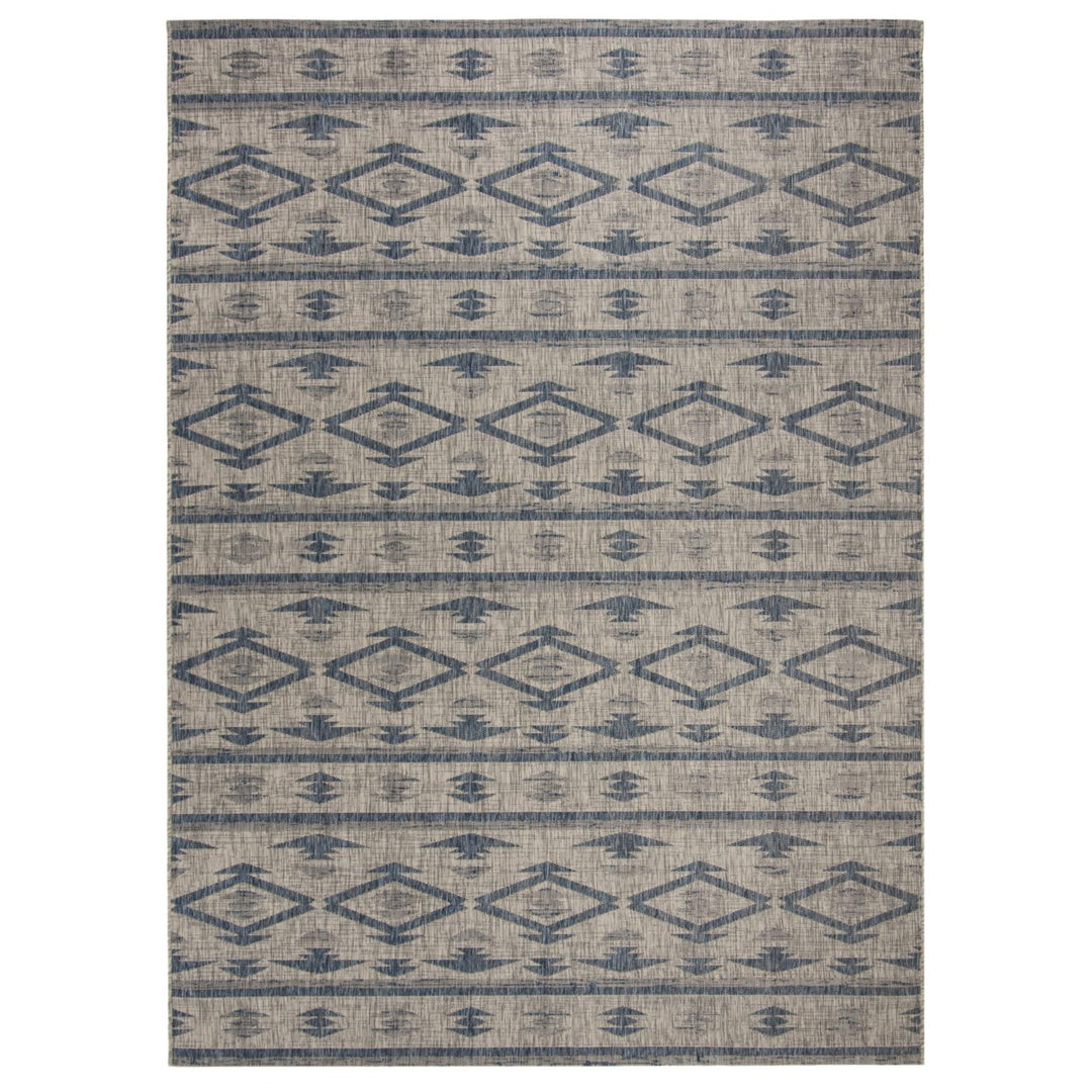 SAFAVIEH Outdoor CY8863-36812 Courtyard Grey / Navy Rug Image 1