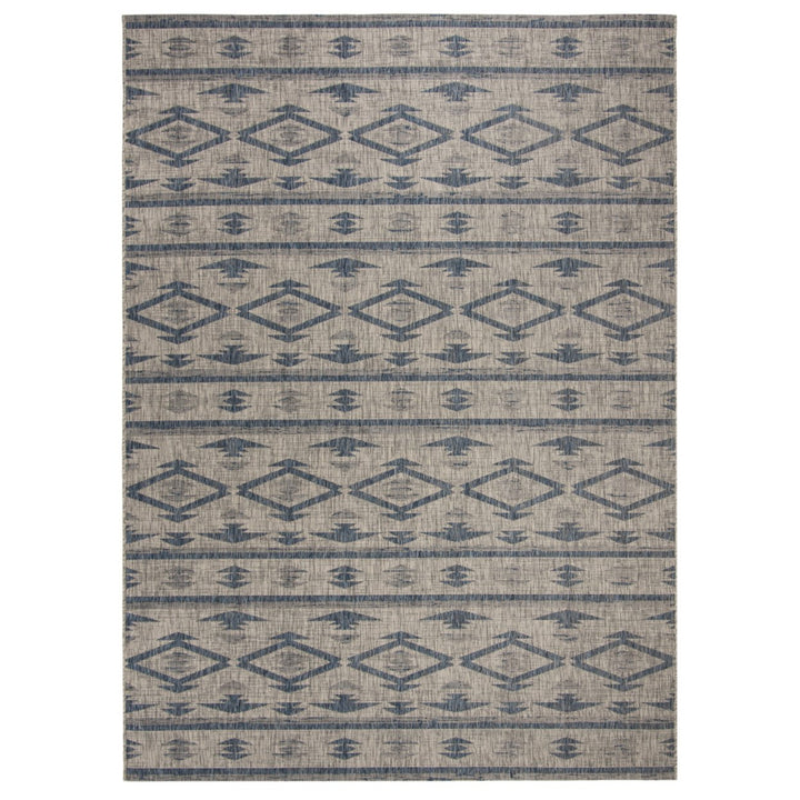 SAFAVIEH Outdoor CY8863-36812 Courtyard Grey / Navy Rug Image 1