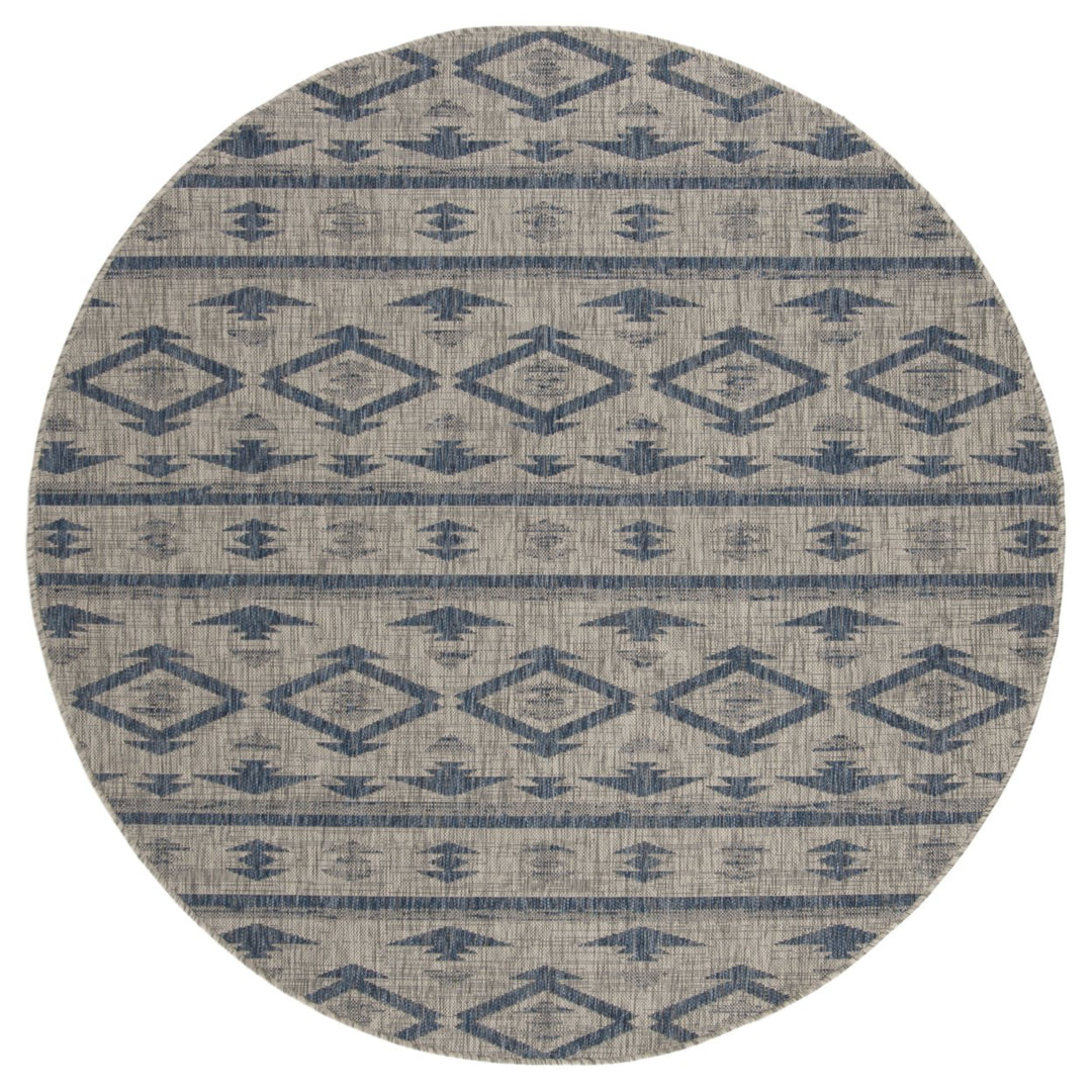 SAFAVIEH Outdoor CY8863-36812 Courtyard Grey / Navy Rug Image 1