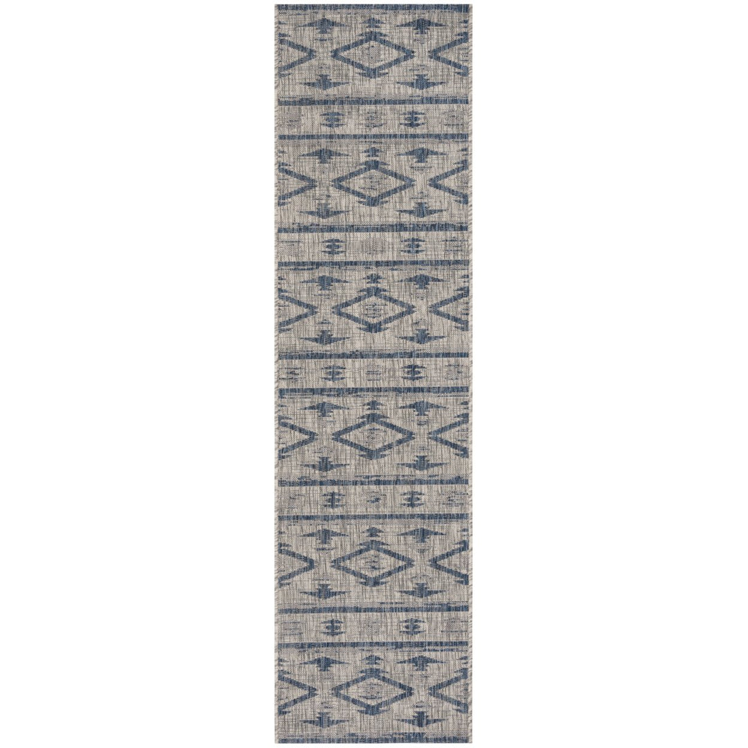 SAFAVIEH Outdoor CY8863-36812 Courtyard Grey / Navy Rug Image 1