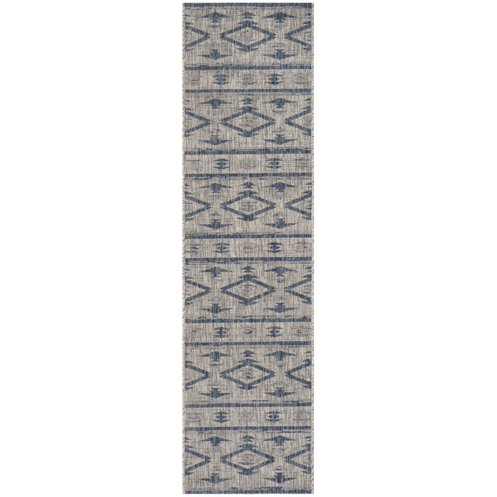 SAFAVIEH Outdoor CY8863-36812 Courtyard Grey / Navy Rug Image 1