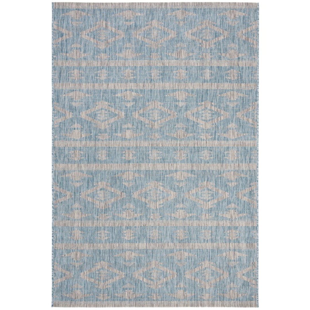 SAFAVIEH Outdoor CY8863-37121 Courtyard Aqua / Grey Rug Image 1