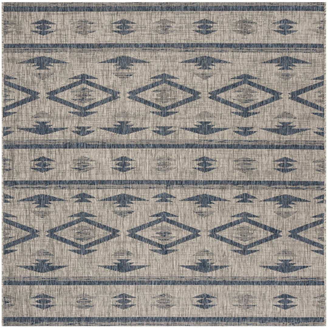 SAFAVIEH Outdoor CY8863-36812 Courtyard Grey / Navy Rug Image 1