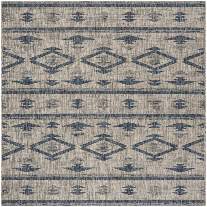 SAFAVIEH Outdoor CY8863-36812 Courtyard Grey / Navy Rug Image 1