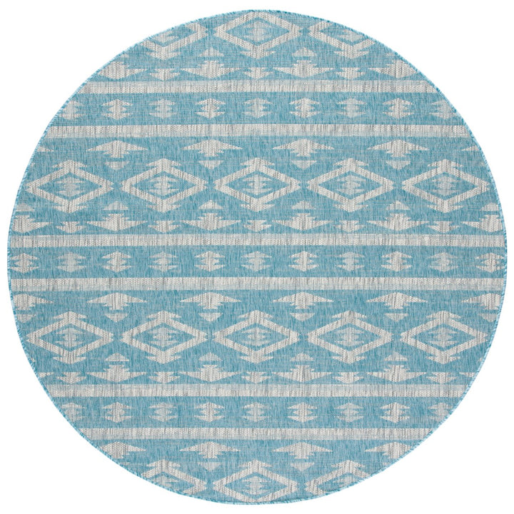 SAFAVIEH Outdoor CY8863-37121 Courtyard Aqua / Grey Rug Image 1