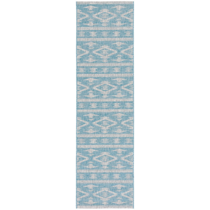 SAFAVIEH Outdoor CY8863-37121 Courtyard Aqua / Grey Rug Image 1