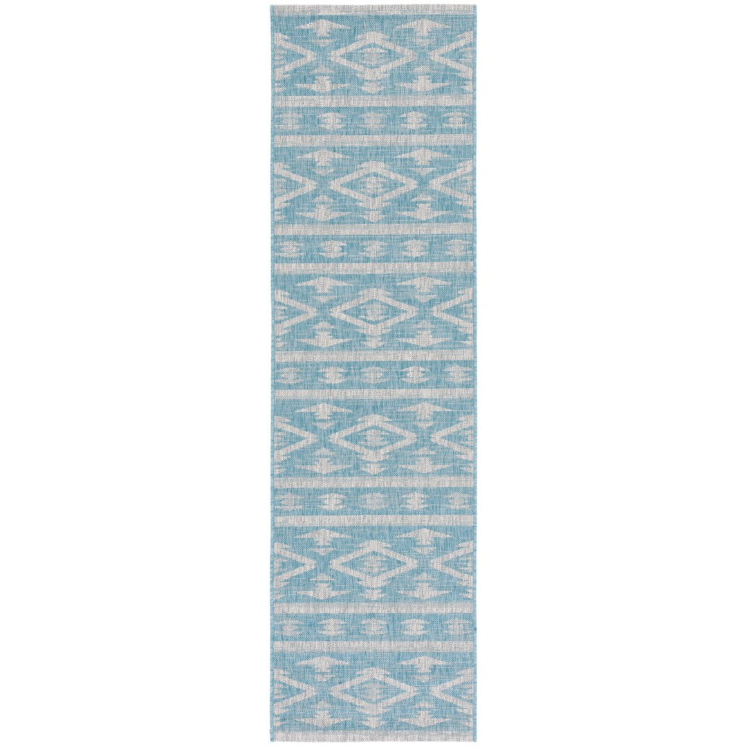 SAFAVIEH Outdoor CY8863-37121 Courtyard Aqua / Grey Rug Image 1