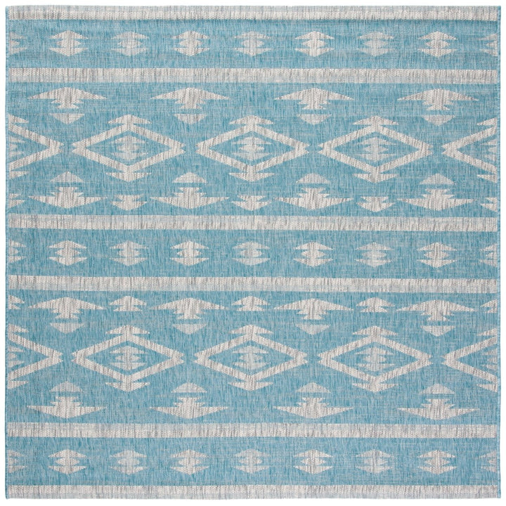 SAFAVIEH Outdoor CY8863-37121 Courtyard Aqua / Grey Rug Image 1