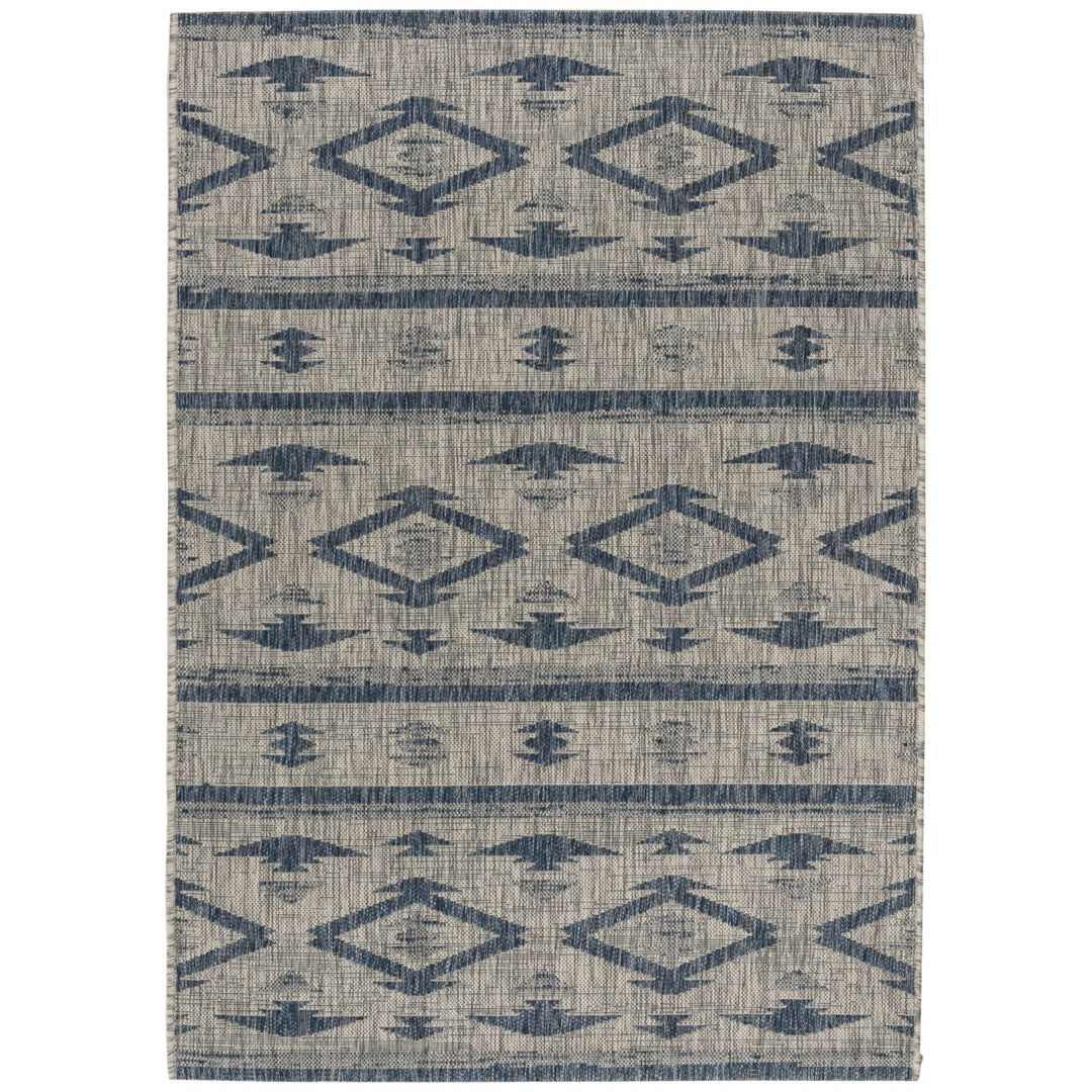 SAFAVIEH Outdoor CY8863-36812 Courtyard Grey / Navy Rug Image 1