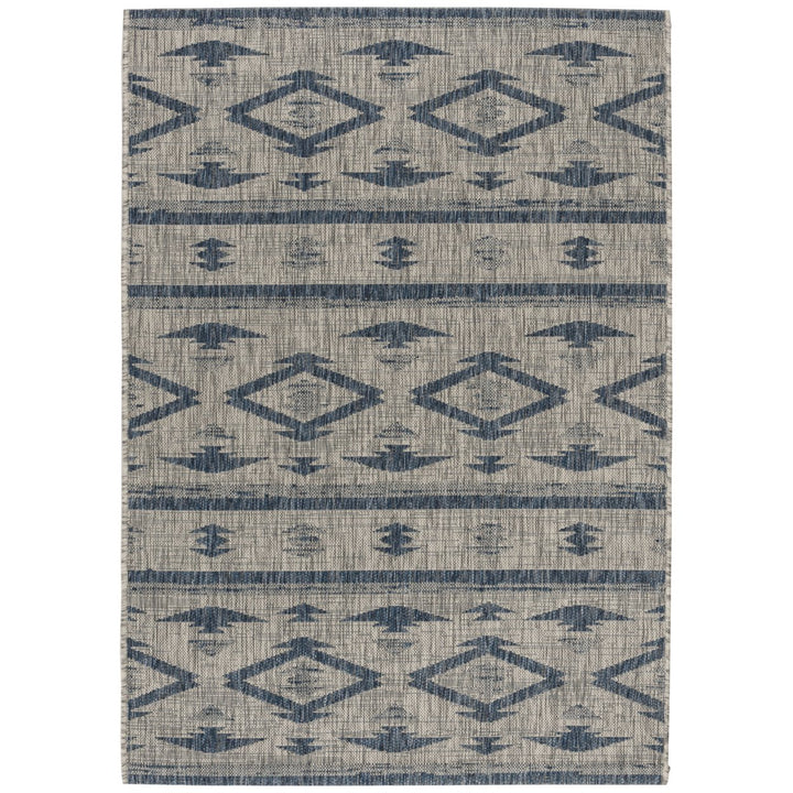 SAFAVIEH Outdoor CY8863-36812 Courtyard Grey / Navy Rug Image 1