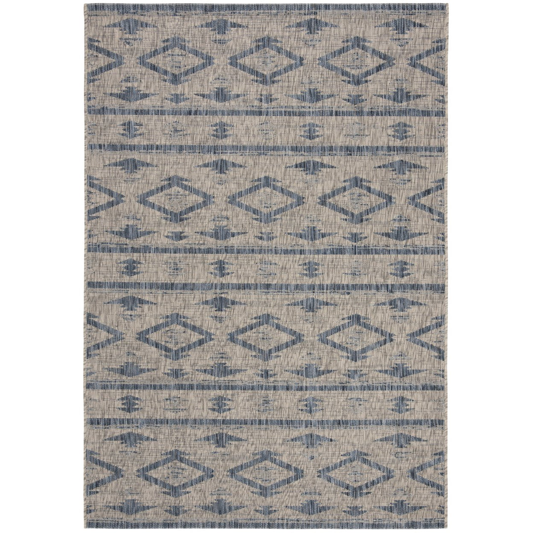 SAFAVIEH Outdoor CY8863-36812 Courtyard Grey / Navy Rug Image 1