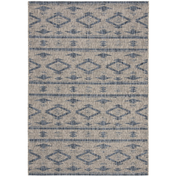 SAFAVIEH Outdoor CY8863-36812 Courtyard Grey / Navy Rug Image 1