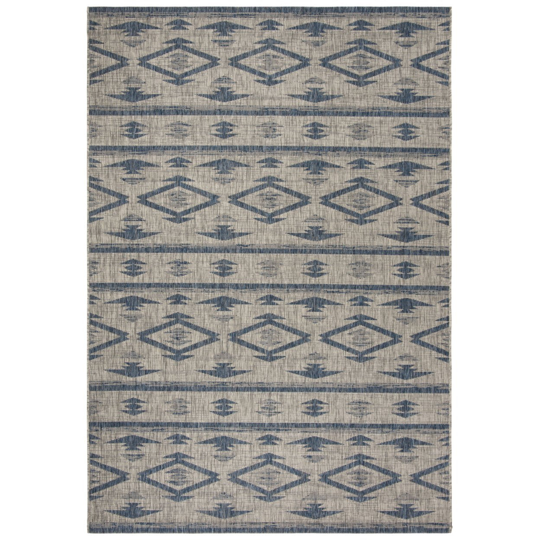 SAFAVIEH Outdoor CY8863-36812 Courtyard Grey / Navy Rug Image 1