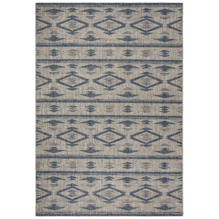 SAFAVIEH Outdoor CY8863-36812 Courtyard Grey / Navy Rug Image 1