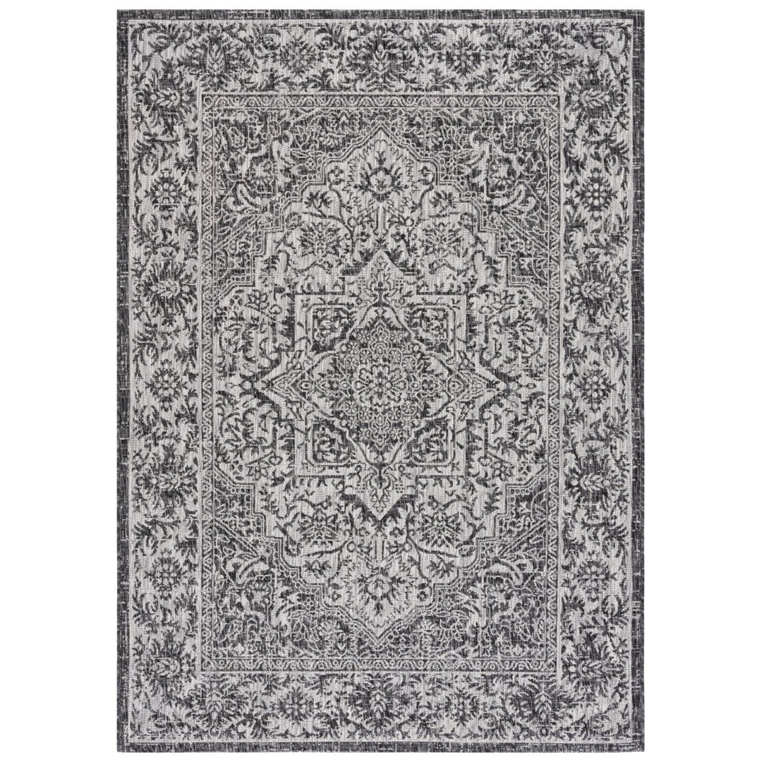 SAFAVIEH Outdoor CY8863-37621 Courtyard Black / Grey Rug Image 4