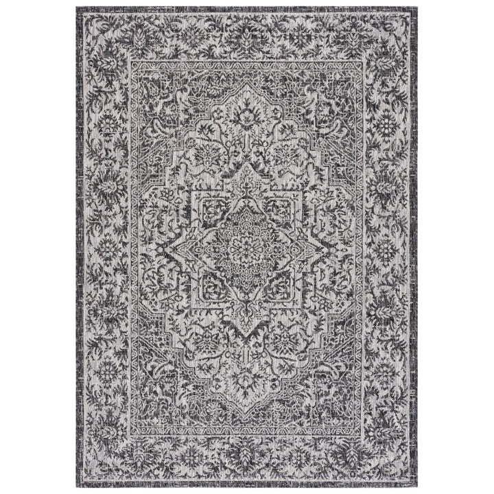 SAFAVIEH Outdoor CY8863-37621 Courtyard Black / Grey Rug Image 4