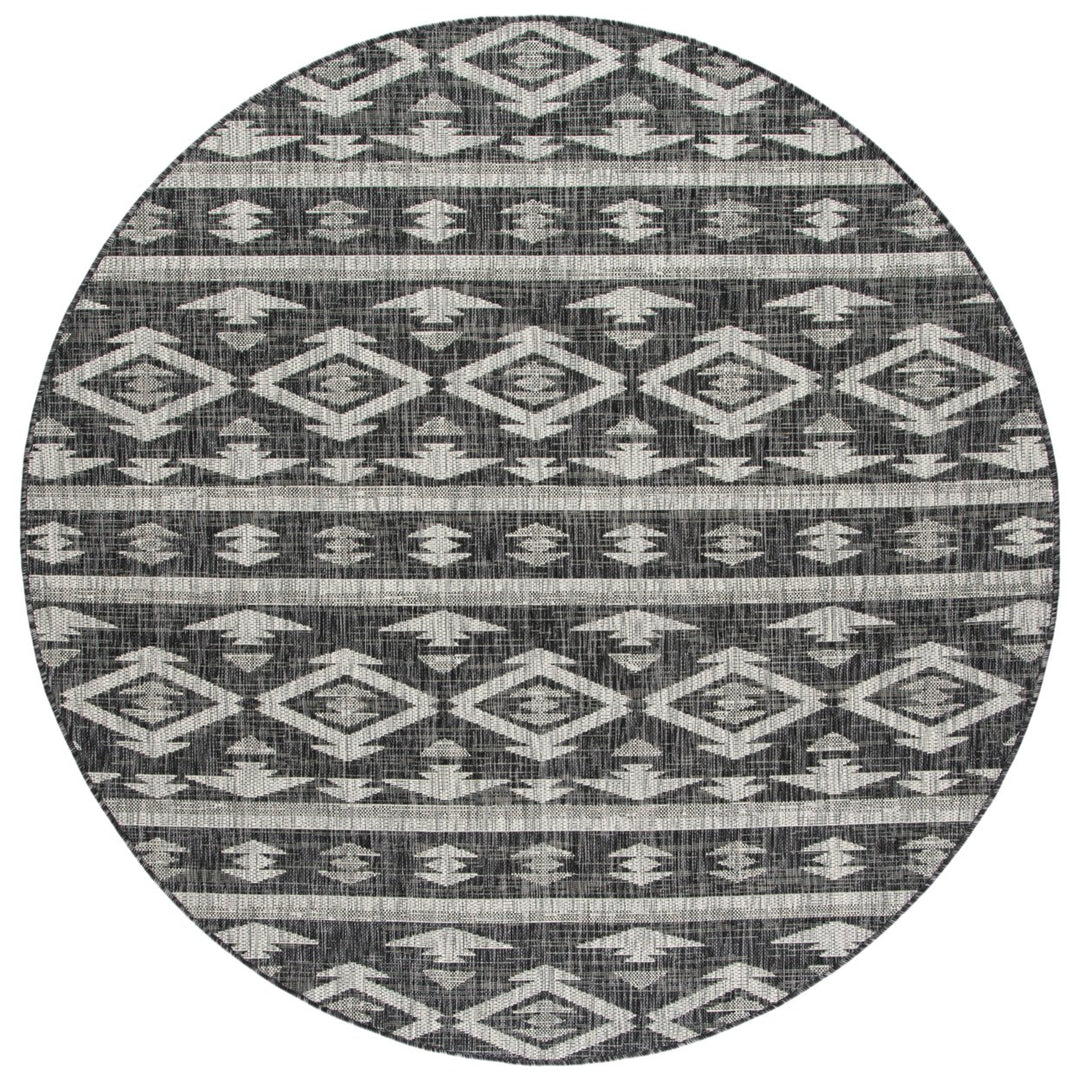 SAFAVIEH Outdoor CY8863-37621 Courtyard Black / Grey Rug Image 5