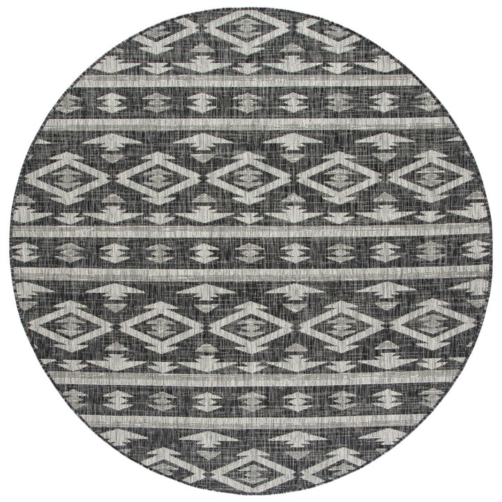 SAFAVIEH Outdoor CY8863-37621 Courtyard Black / Grey Rug Image 1