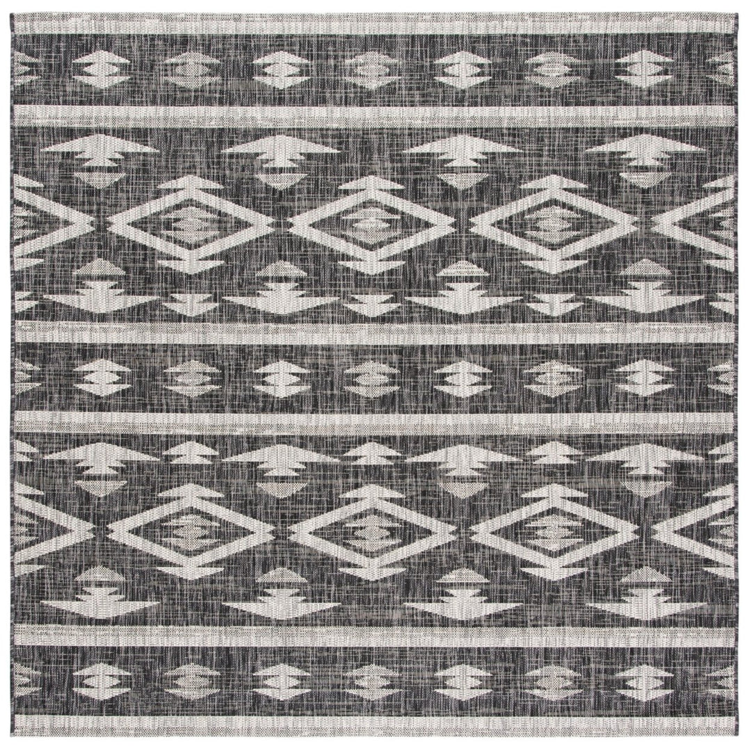 SAFAVIEH Outdoor CY8863-37621 Courtyard Black / Grey Rug Image 1