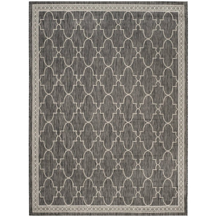 SAFAVIEH Outdoor CY8871-36621 Courtyard Black / Beige Rug Image 1