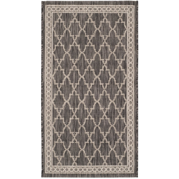 SAFAVIEH Outdoor CY8871-36621 Courtyard Black / Beige Rug Image 1