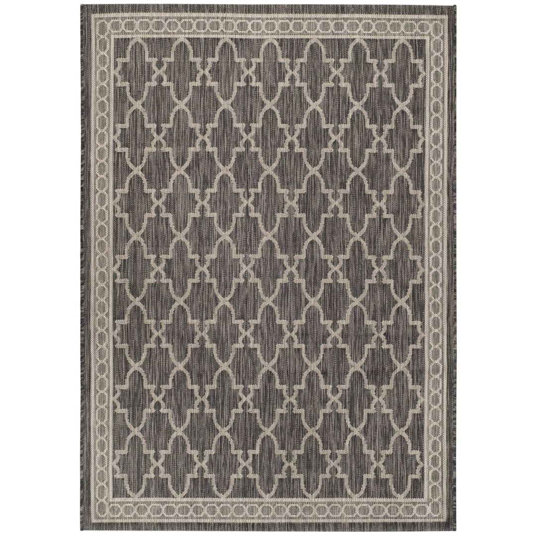 SAFAVIEH Outdoor CY8871-36621 Courtyard Black / Beige Rug Image 1