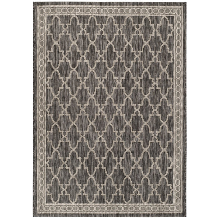 SAFAVIEH Outdoor CY8871-36621 Courtyard Black / Beige Rug Image 1