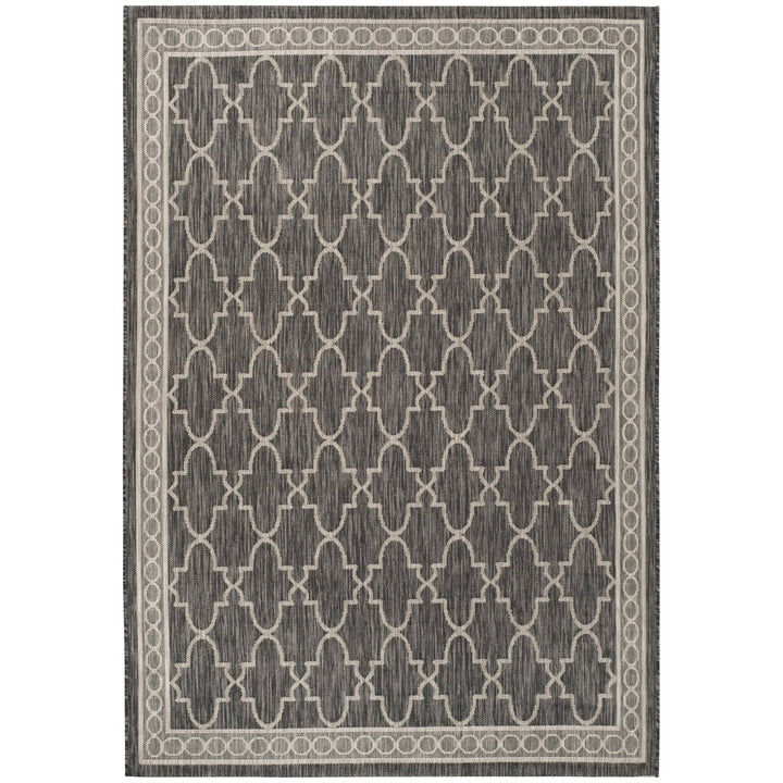 SAFAVIEH Outdoor CY8871-36621 Courtyard Black / Beige Rug Image 1