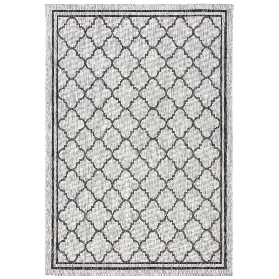 SAFAVIEH Outdoor CY8918-37612 Courtyard Light Grey / Black Rug Image 1