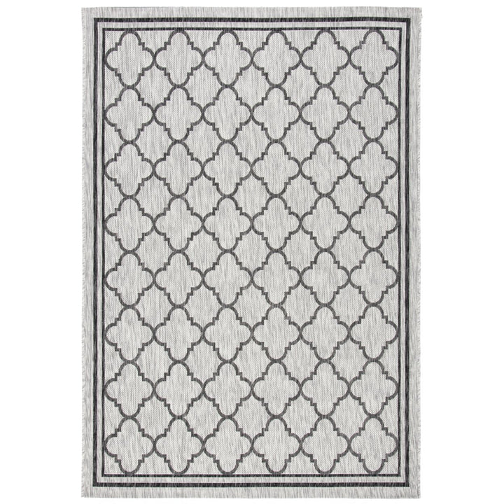 SAFAVIEH Outdoor CY8918-37612 Courtyard Light Grey / Black Rug Image 1