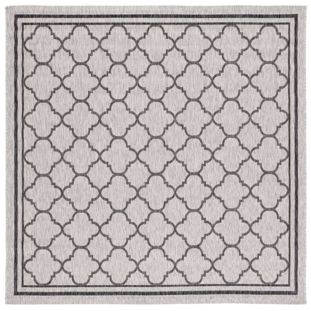 SAFAVIEH Outdoor CY8918-37612 Courtyard Light Grey / Black Rug Image 1