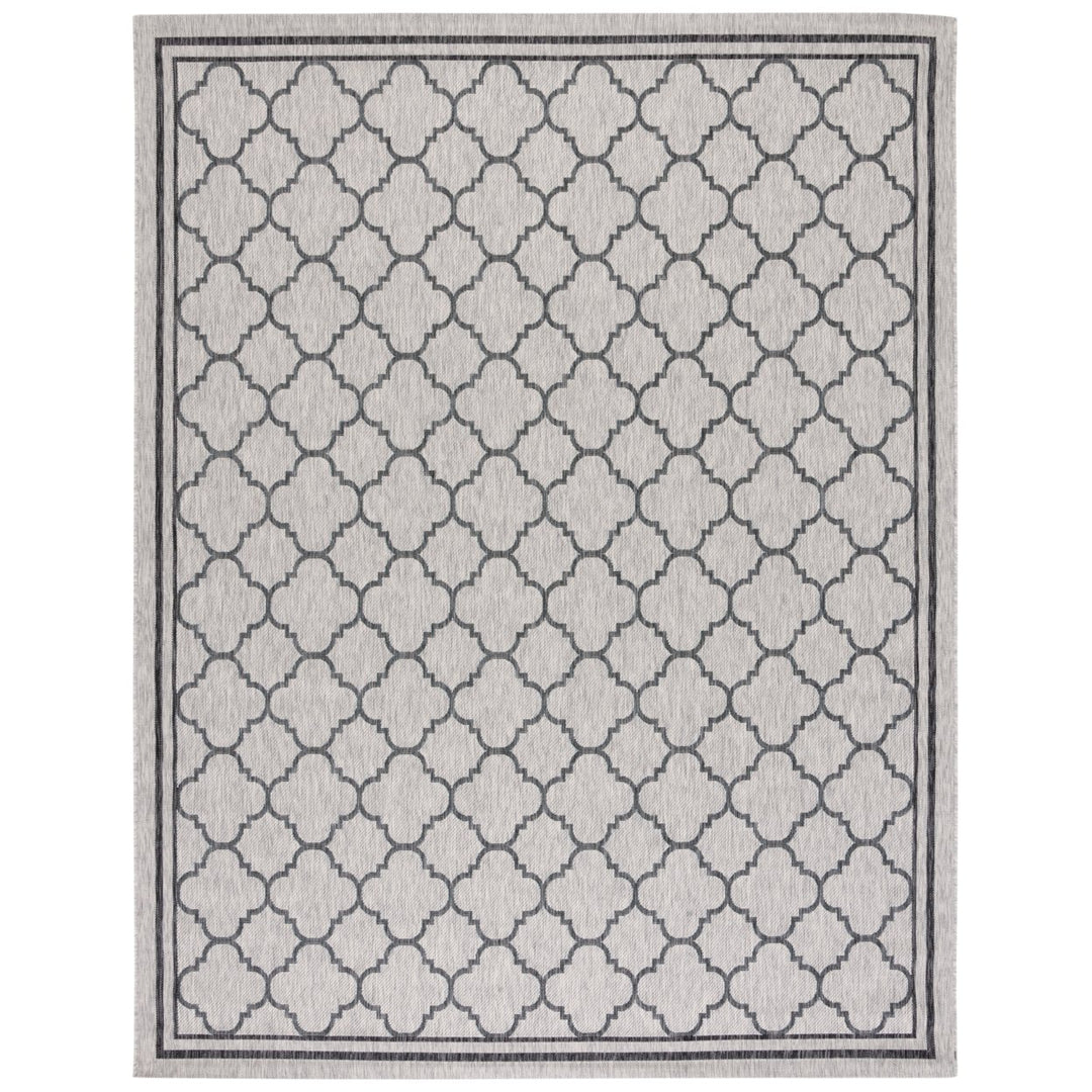 SAFAVIEH Outdoor CY8918-37612 Courtyard Light Grey / Black Rug Image 1